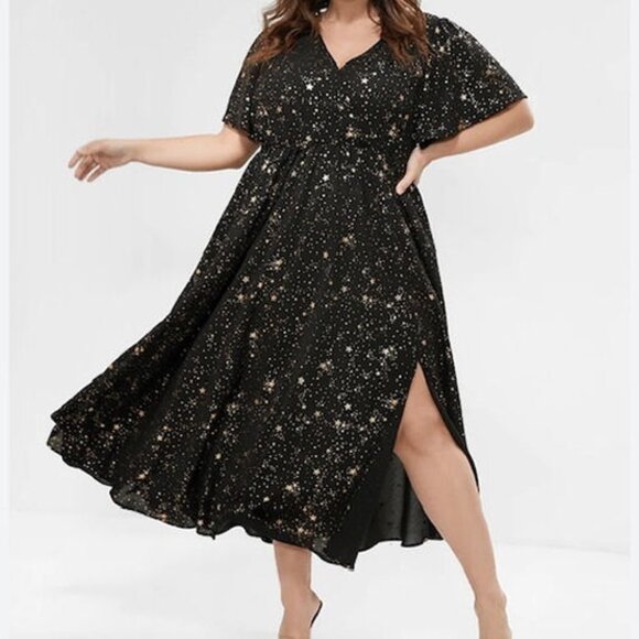 BloomChic Cosmic Galaxy Maxi Dress Size 22 24 Pockets Sparkly Whimsigoth Witchy - Picture 1 of 12